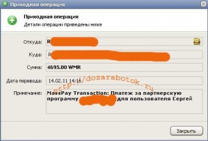 Скриншот заработка в интернете